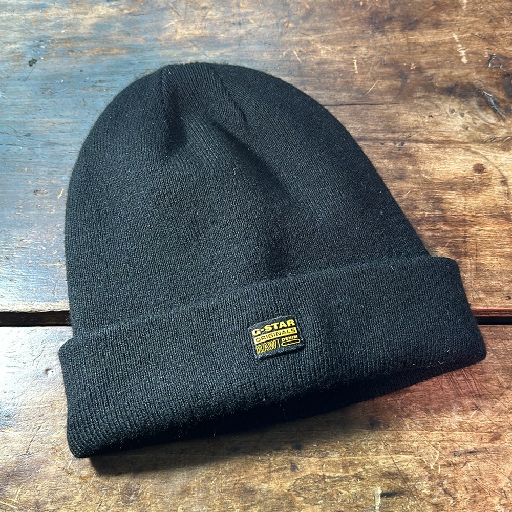 G STAR RAW Classic Black Beanie Cap, One Size